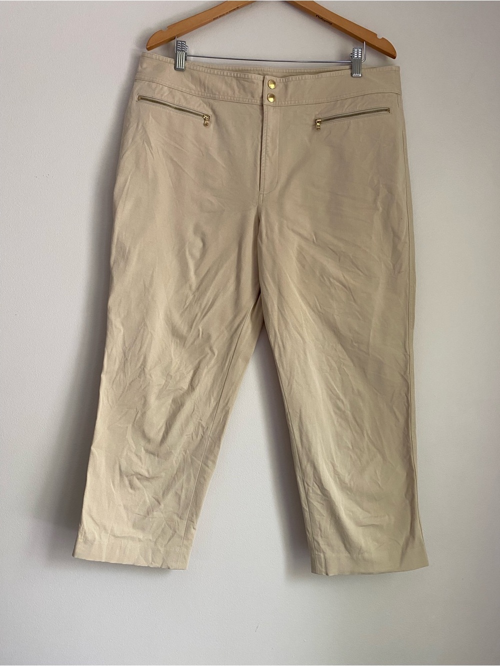 Lauren Ralph Lauren khaki gold detail pants size 16